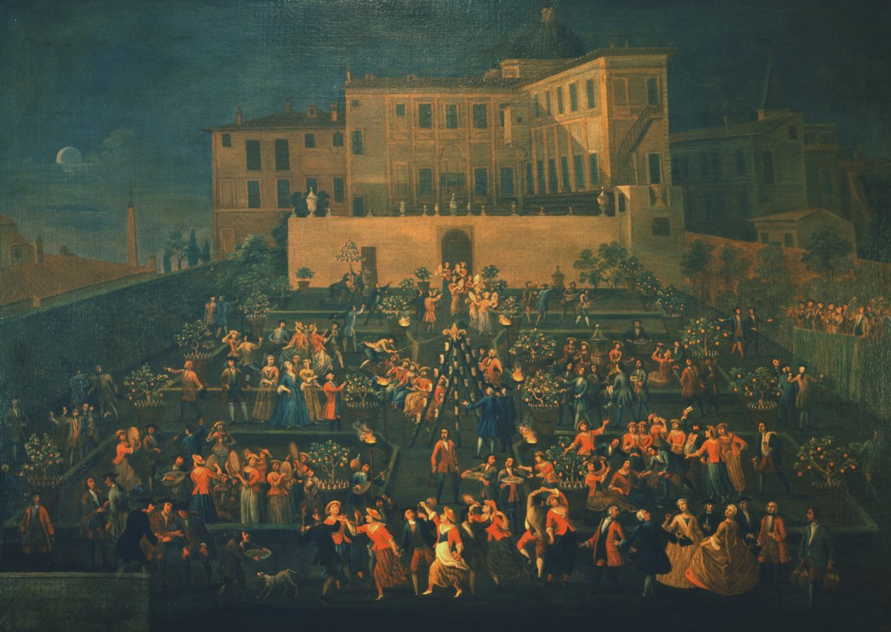 Svátek Mozzatore v zahradě Palazzo Rospigliosi v roce 1740, kolem roku 1740 od Giovanni Reder