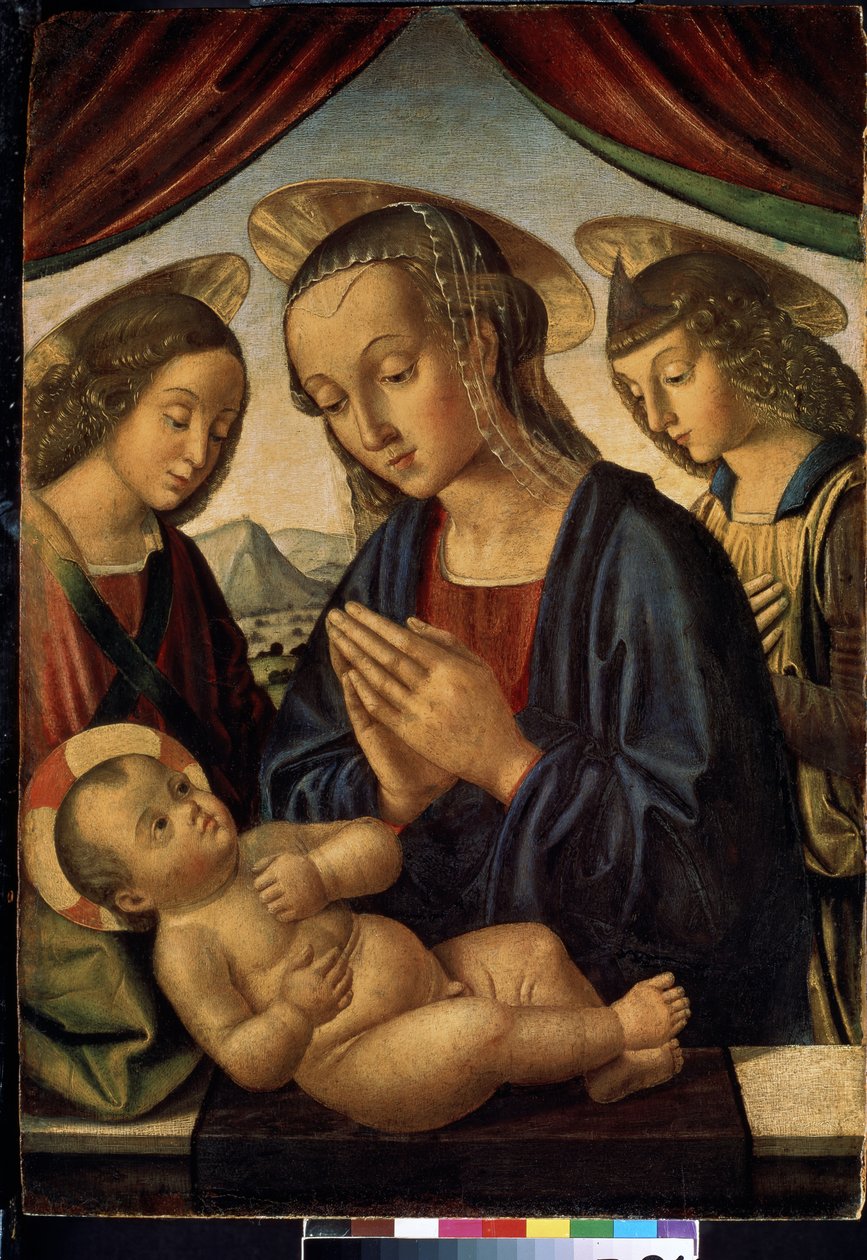 Panna a dítě s anděly (tempera na panelu) od Giovanni Santi