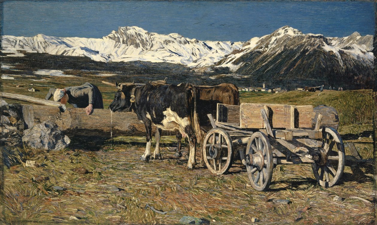U napajedla (krávy ve jhu), 1888 od Giovanni Segantini