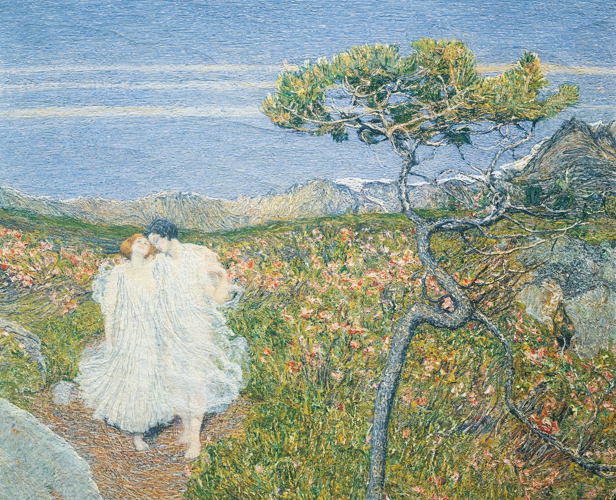 Láska u pramene života aneb Milenci u pramenů života, Giovanni Segantini, detail od Giovanni Segantini
