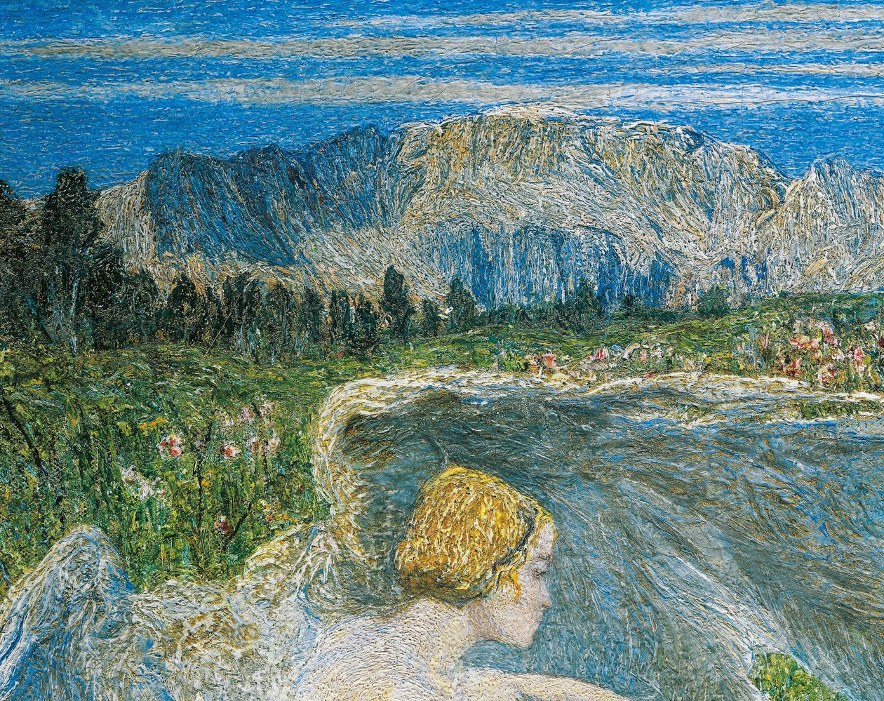 Láska u pramene života aneb Milenci u pramenů života, Giovanni Segantini, detail od Giovanni Segantini