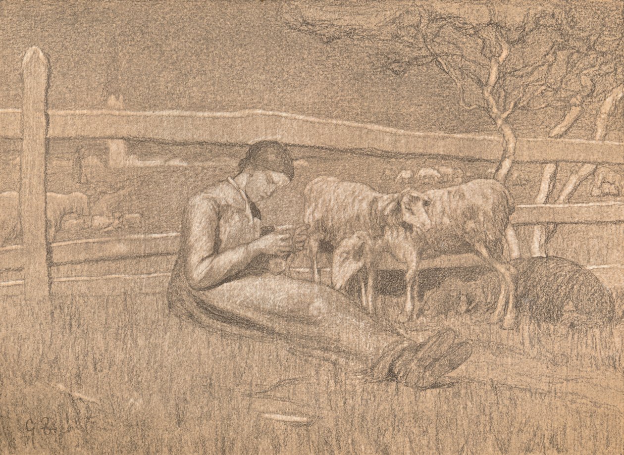 Pastýřka, c1888 od Giovanni Segantini