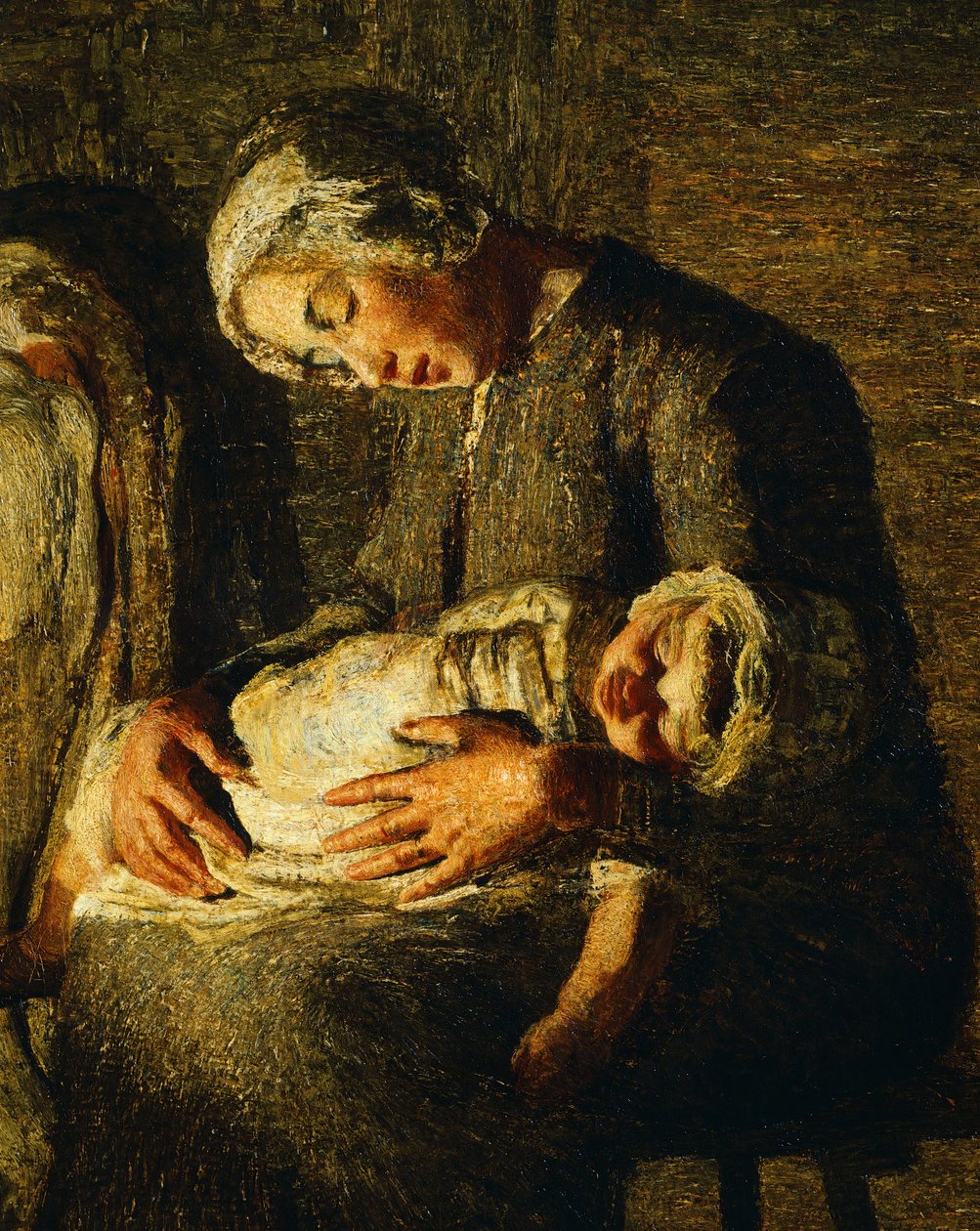 Dvě matky, Giovanni Segantini, detail od Giovanni Segantini