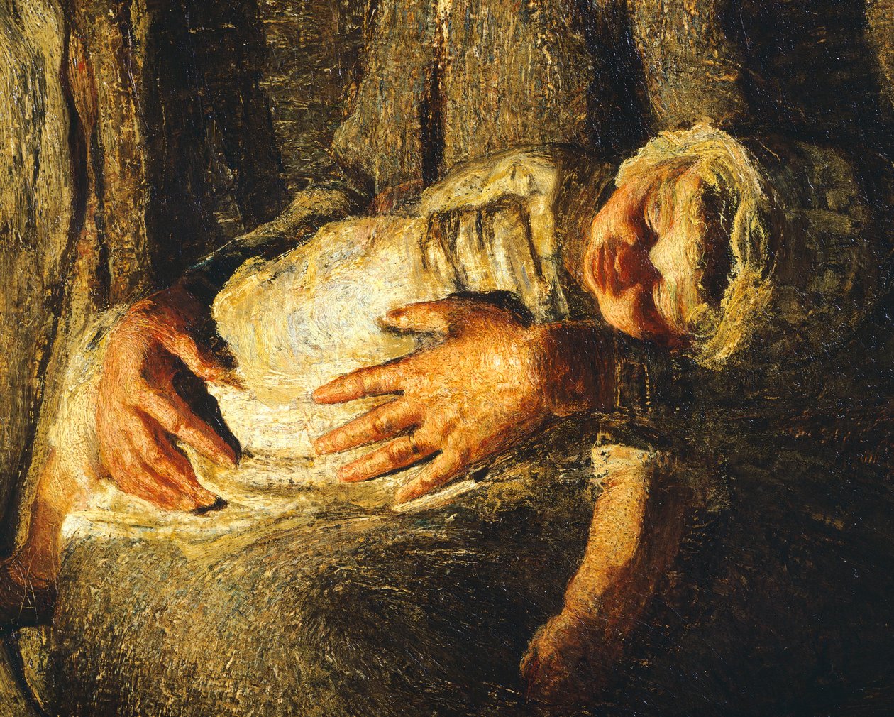 Dvě matky, Giovanni Segantini, detail od Giovanni Segantini