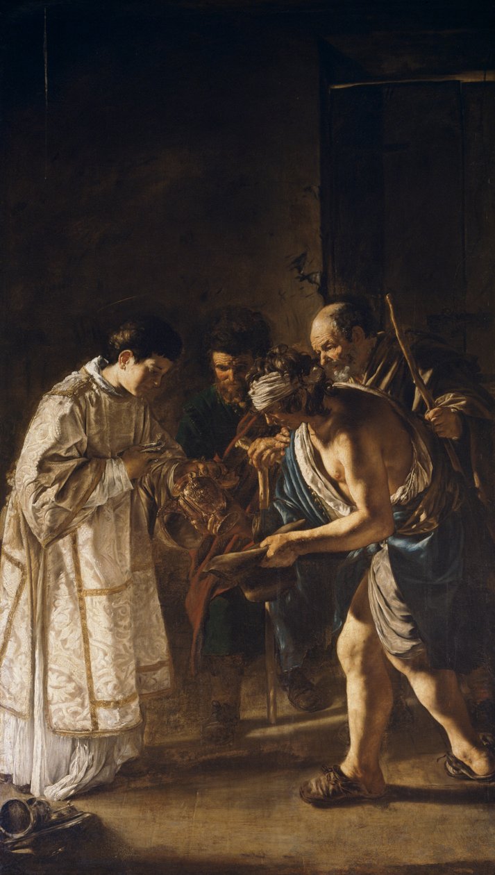 Lorenzo rozdává církevní zboží chudým od Giovanni Serodine