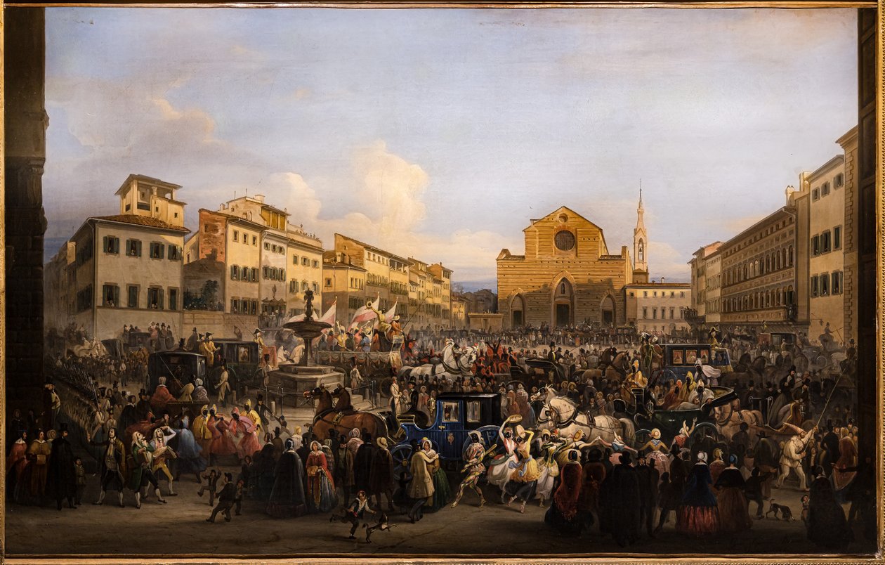 Berlingaccio na náměstí St. Croce ve Florencii od Giovanni Signorini