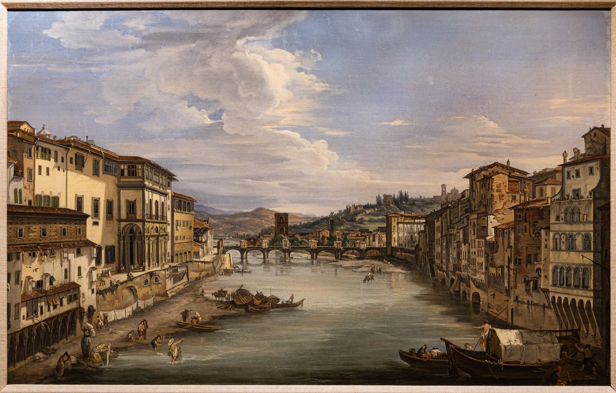 Pohled na Arno z Ponte Vecchio směrem k mostu Alle Grazie od Giovanni Signorini