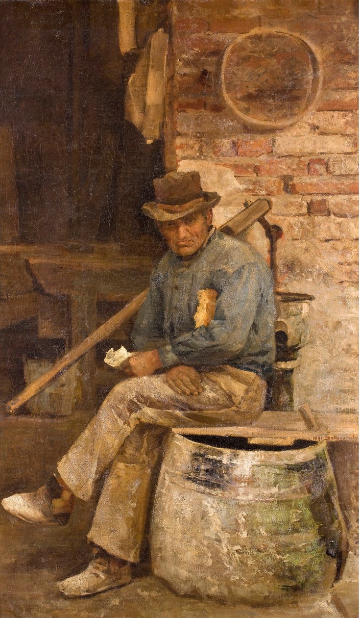 Portrét Macona (Portrét zedníka) Obraz od Giovanniho Sottocornola (1855-1917) 1891 Soukromá sbírka od Giovanni Sottocornola