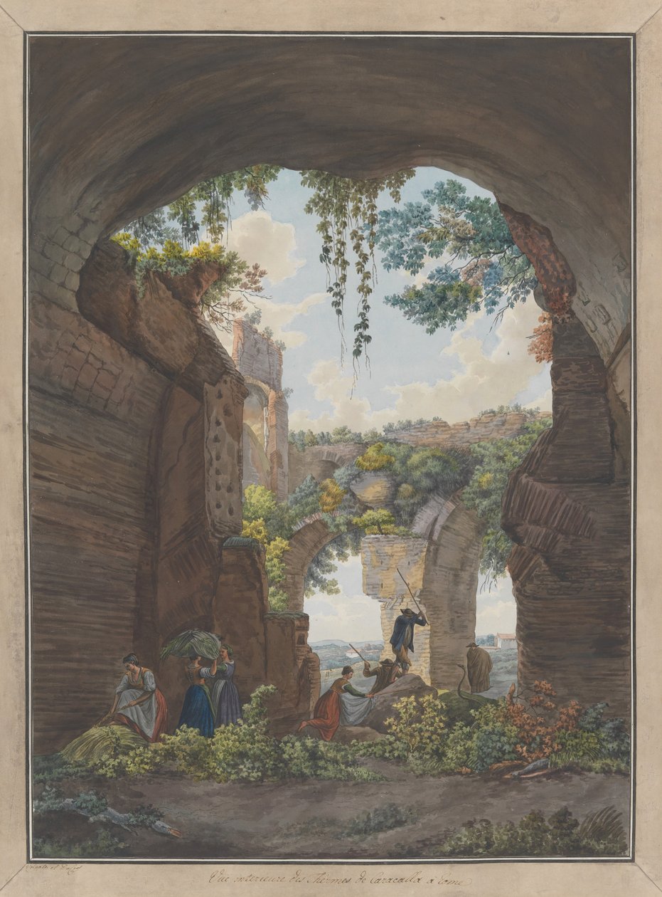 Interiér lázní v Caracalla, ca. 1780. Tvůrci: Giovanni Volpato, Louis Ducros. od Giovanni Volpato, Louis Ducros
