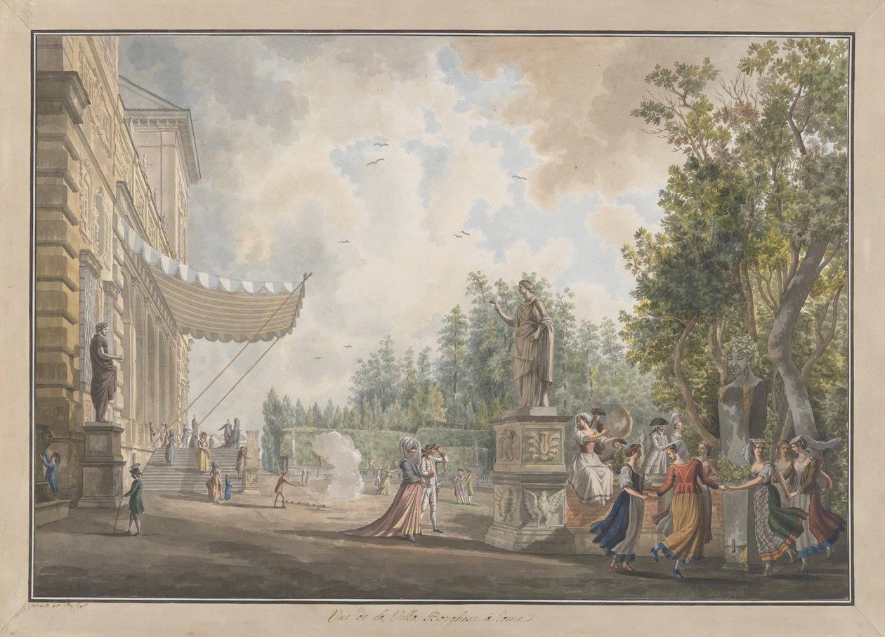 Villa Borghese, ca. 1780. Tvůrci: Giovanni Volpato, Louis Ducros. od Giovanni Volpato, Louis Ducros