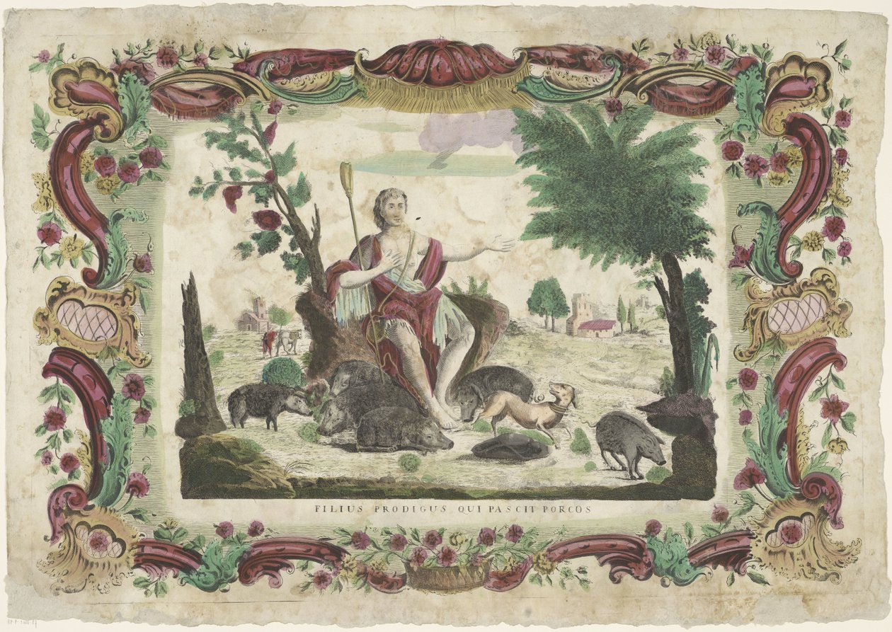 De verloren zoon als zwijnenhoeder Marnotratný syn, který krmí prasata (název na předmětu) od Giovanni Volpato (possibly)