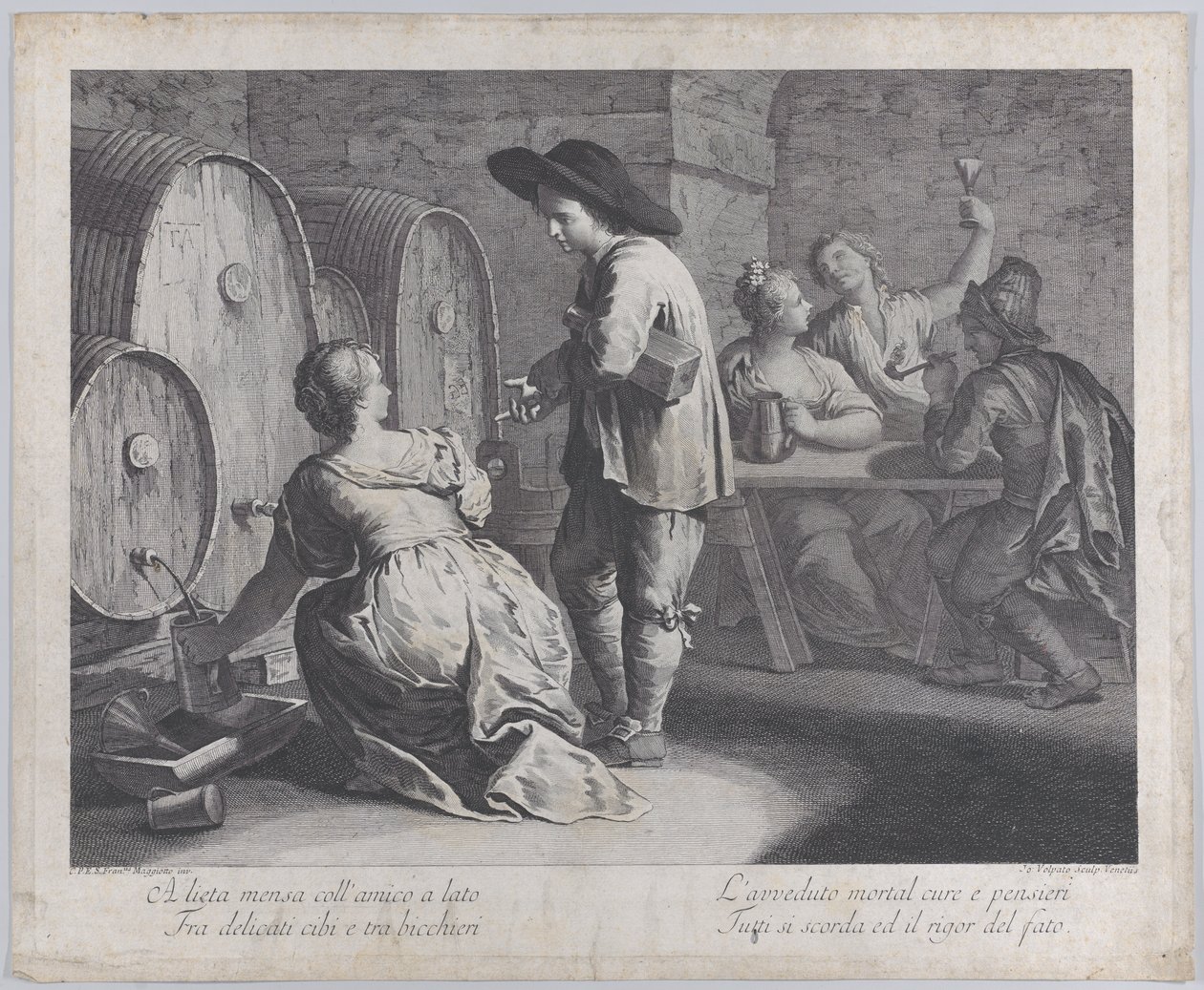 Barmanka plní hrnky..., 1760-70. od Giovanni Volpato