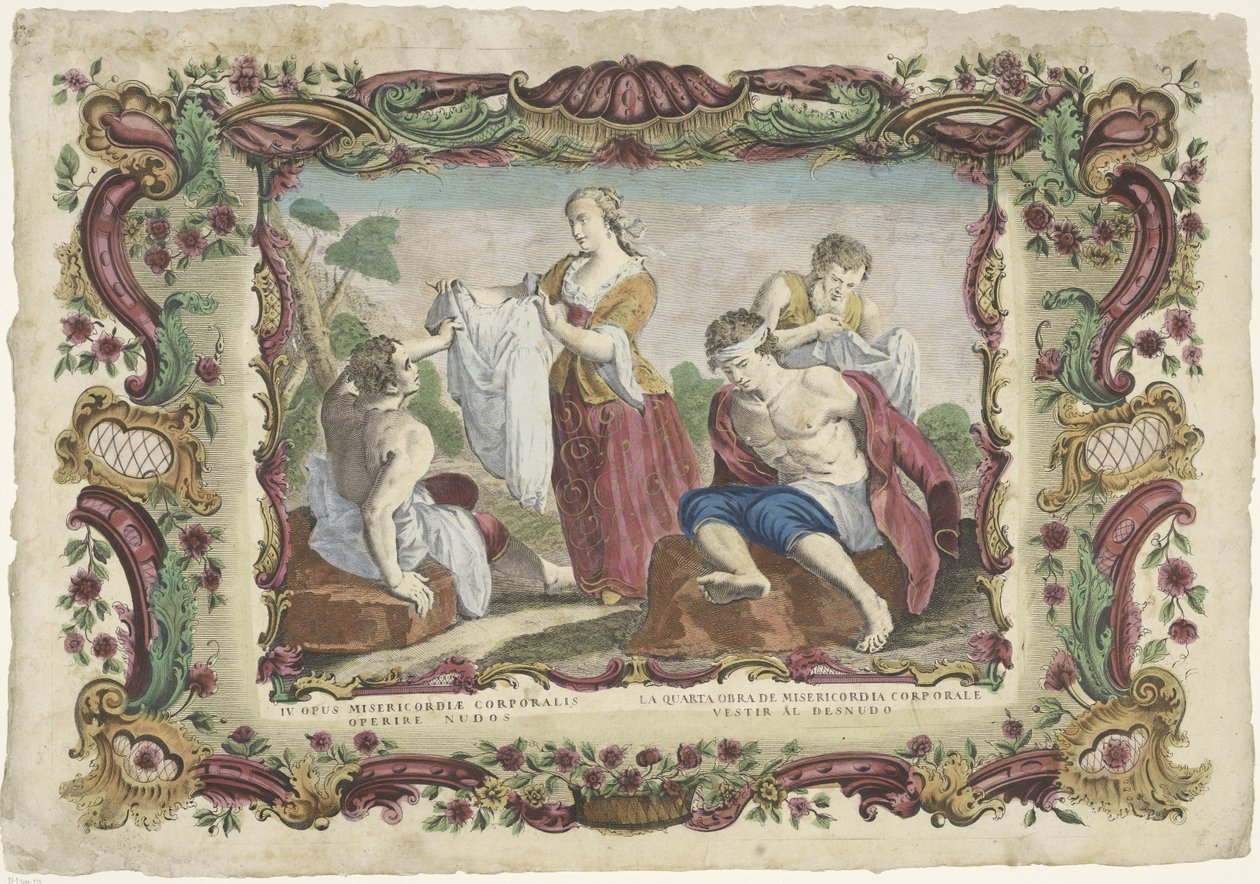 Oblékání aktů IV opus misericordiae corporalis / La quarta obra de misericordia corporal (...) (název na předmětu) The Works of Mercy (název série) od Giovanni Volpato