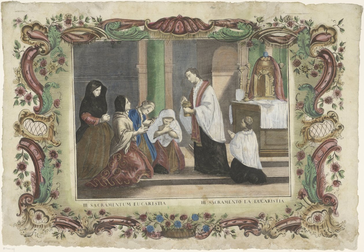 Svátost eucharistie III. sacramentum eucaristia / III. sacramento la eucaristia (titul na předmětu) Sedm svátostí (název série) od Giovanni Volpato
