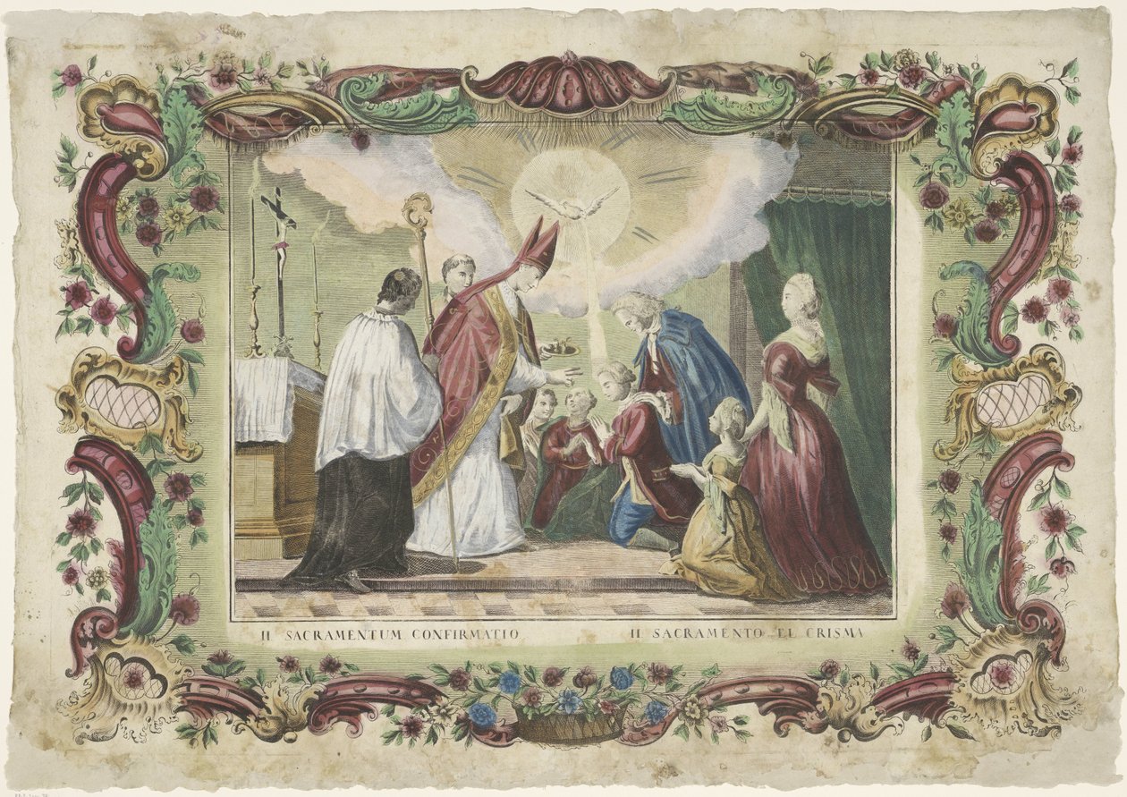 Svátost svatého biřmování II. sacramentum potvrzení / II. sacramento el crisma (titul na předmětu) Sedm svátostí (název série) od Giovanni Volpato