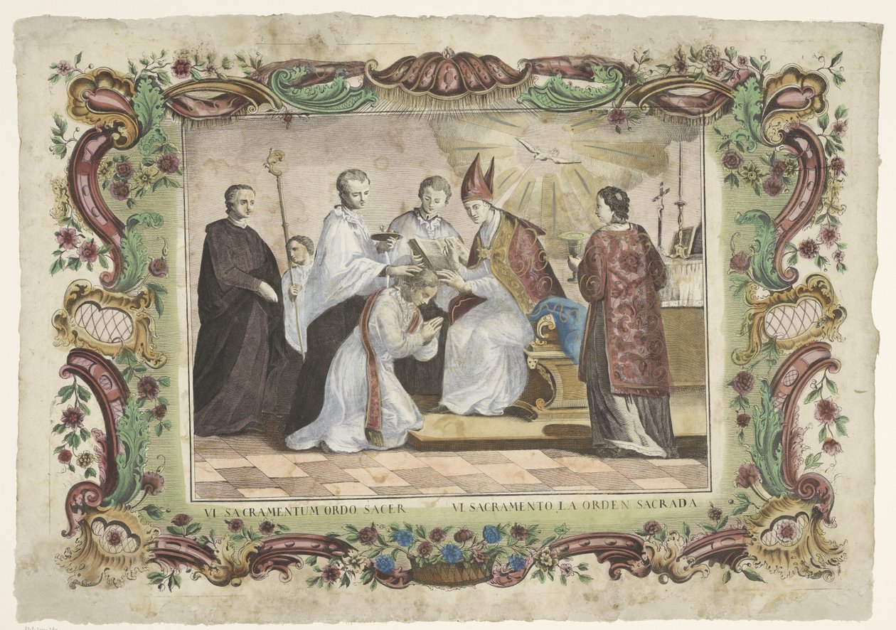 Svátost kněžství VI. sacramentum ordo sacer / VI. sacramento la orden sacrada (titul na předmětu) Sedm svátostí (název série) od Giovanni Volpato