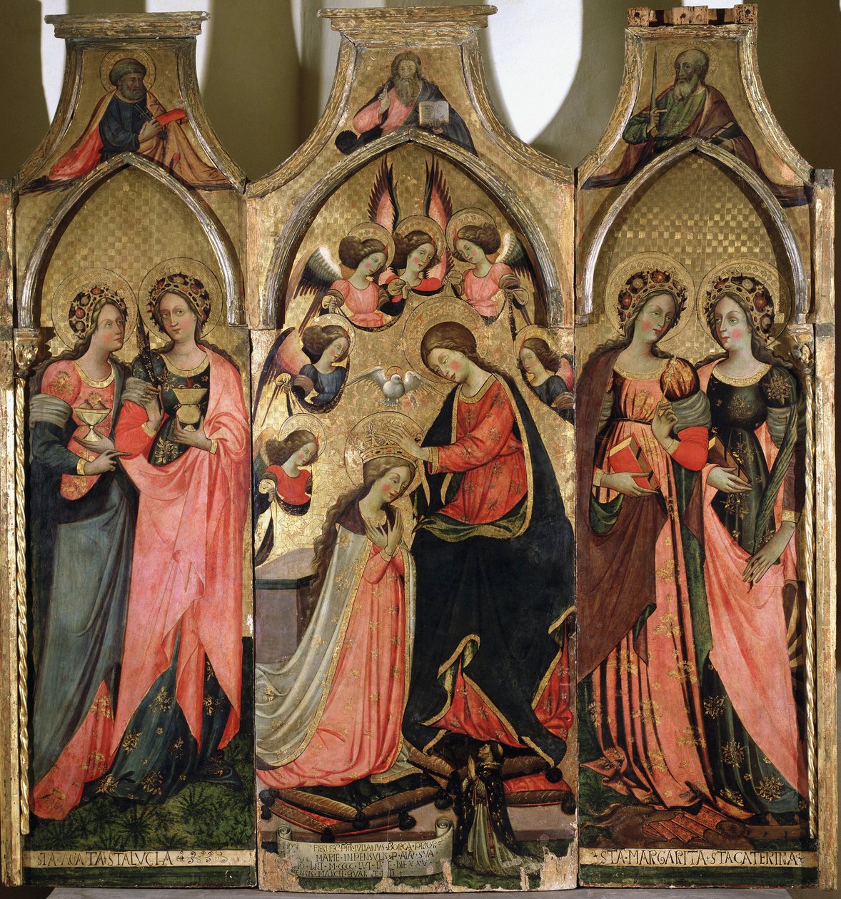 Triptych Korunovace Panny Marie - obraz Giovanni da Gaeta (činný kolem 1449-1472) Gaeta z 15. století, museo diocesano od Giovanni da Gaeta