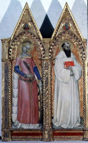 SS. Kateřina Alexandrijská a Bernardo, detail z polytychu od Giovanni da Milano