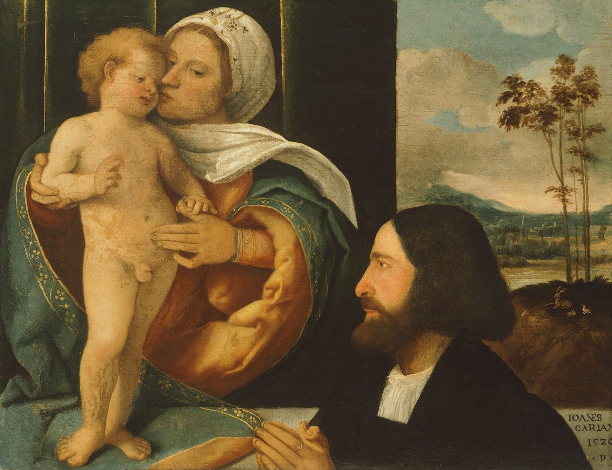 Madonna s dítětem a oddaným, Giovanni Cariani (narozen mezi 1485 a 1490-zemřel po 1547) od Giovanni de Busi Cariani