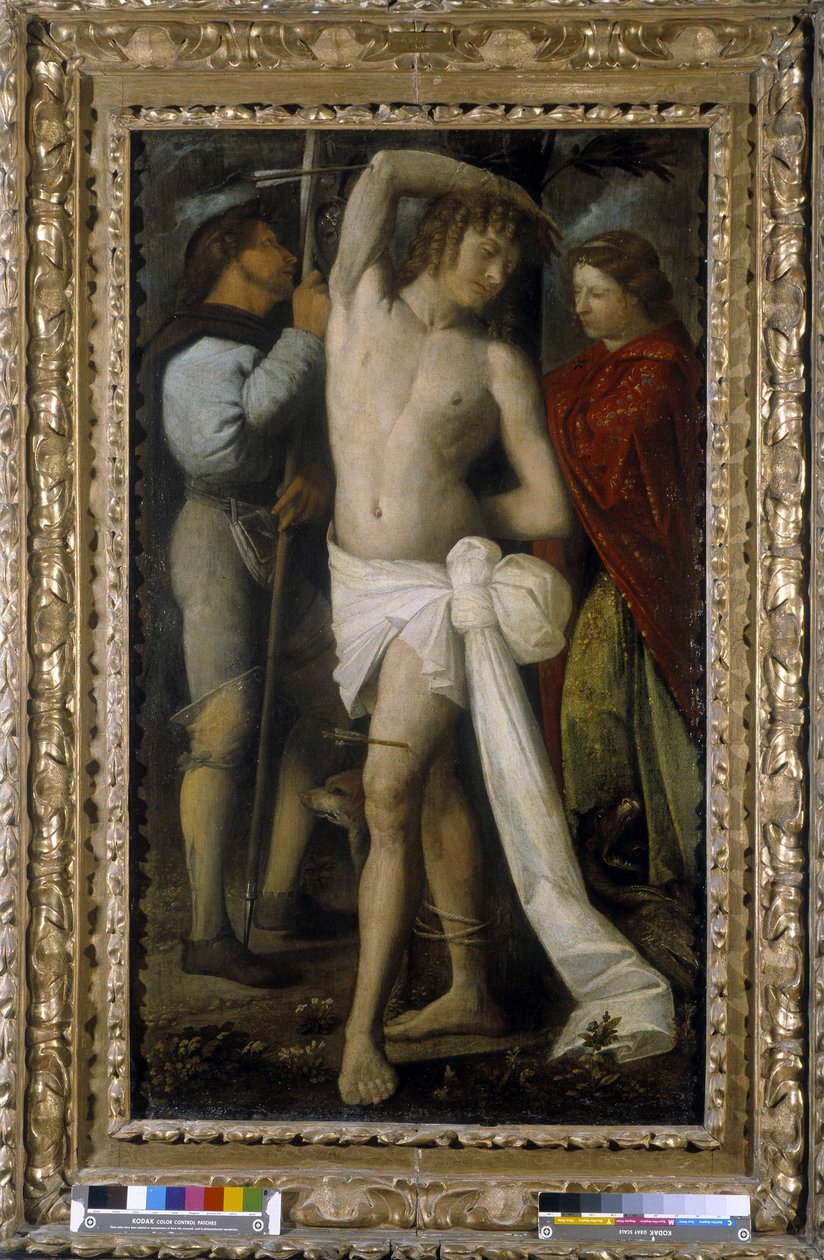 Svatý Roch, Svatý Sebastián a Svatá Margarita (olej na plátně) od Giovanni de Busi Cariani