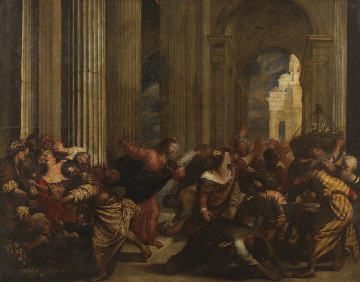 Kristus vyhání lichváře z chrámu, cca 1575-90 od Giovanni de Vecchi