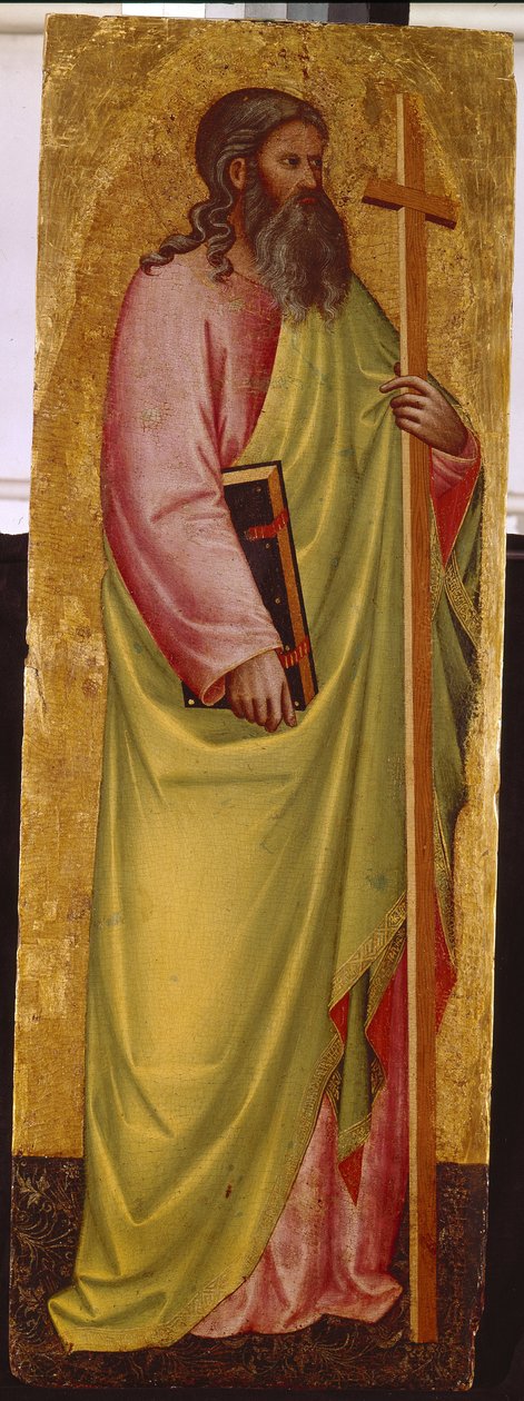 Svatý apoštol Ondřej (The Saint Apostle Andrew). Malba Giovanni Di Bartolomeo Cristiani (1367-1448), tempera na dřevě od Giovanni di Bartolomeo Cristiani