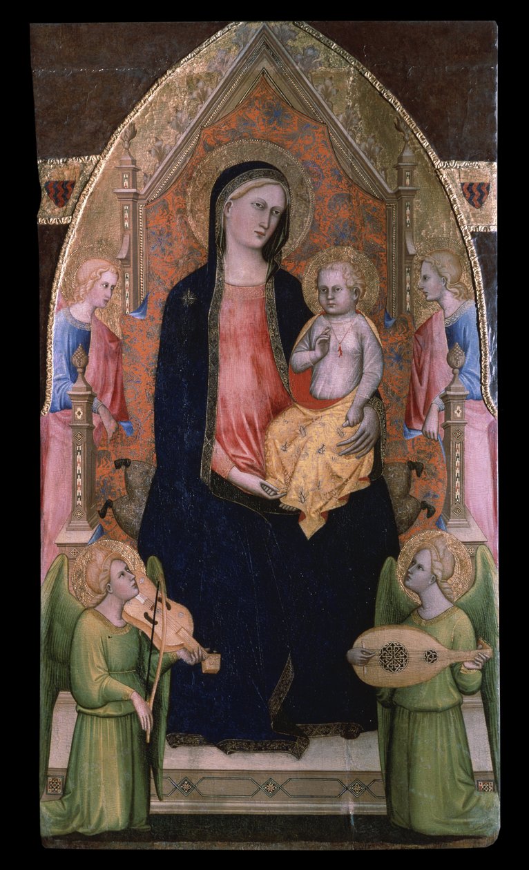 ""Madona a dítě na trůně"" (Panna s dítětem na trůnu s doprovodnými anděly) Obraz Giovanni di Bartolomeo Cristiani (aktivní mezi 1367 a 1398) Puškinovo muzeum, Moskva od Giovanni di Bartolomeo Cristiani