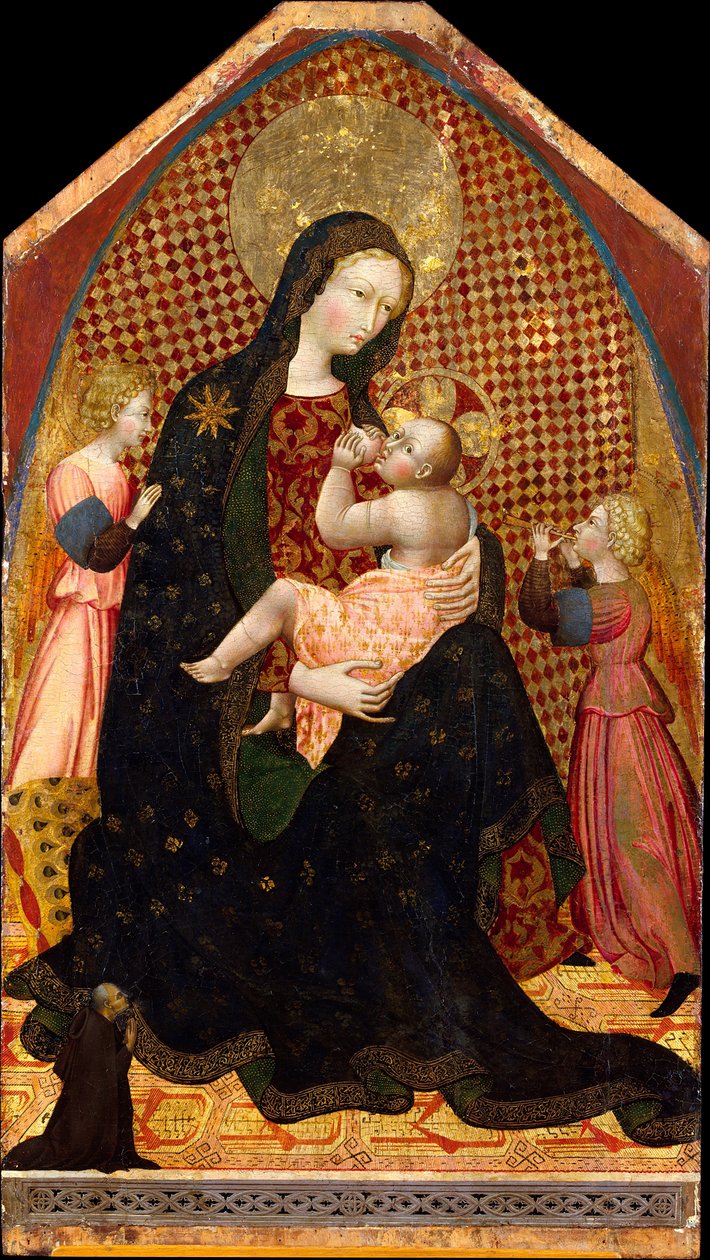 Madonna a dítě se dvěma anděly a dárcem, ca. 1445. od Giovanni di Paolo