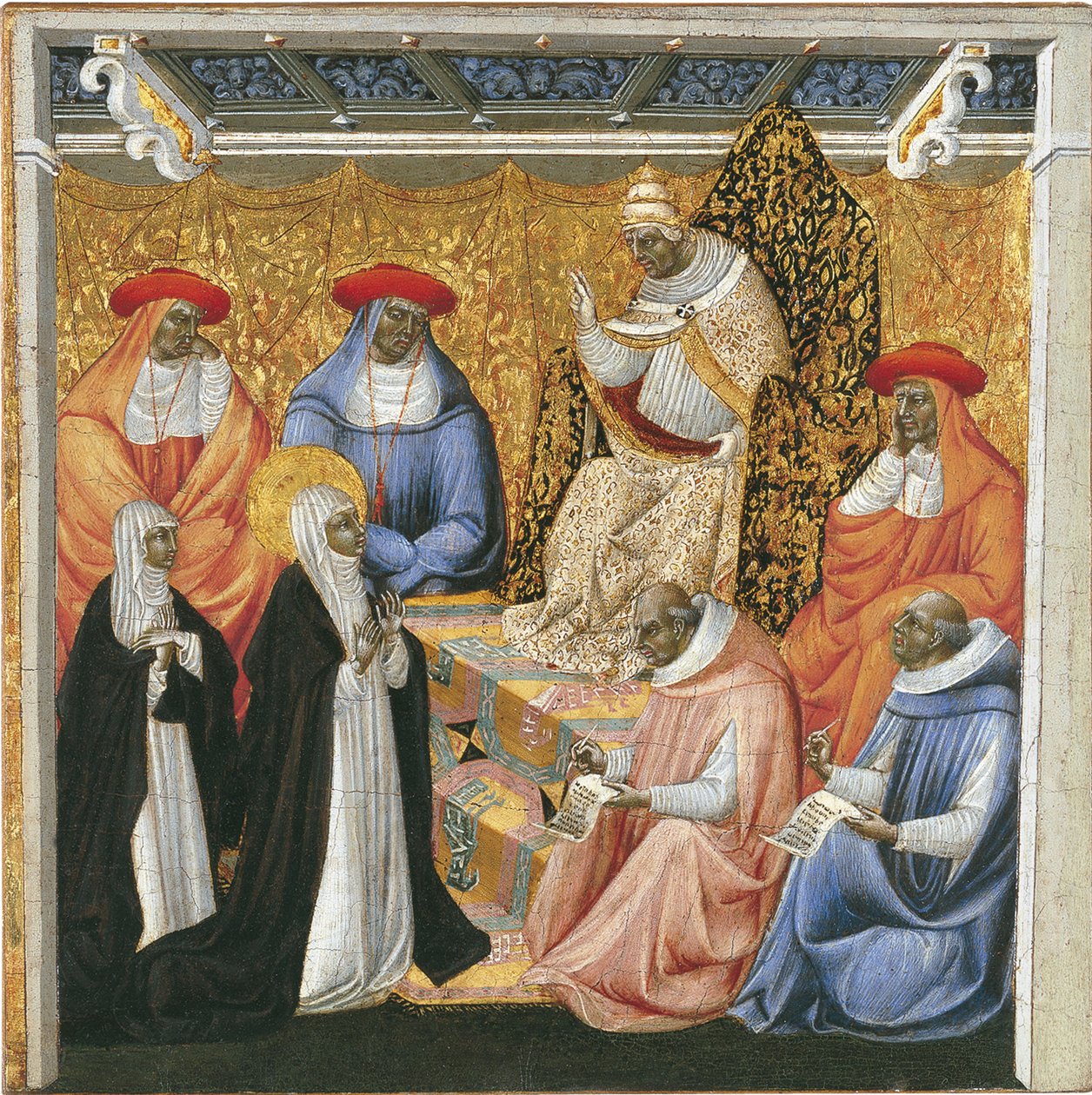 Svatá Kateřina Sienská před papežem v Avignonu od Giovanni di Paolo