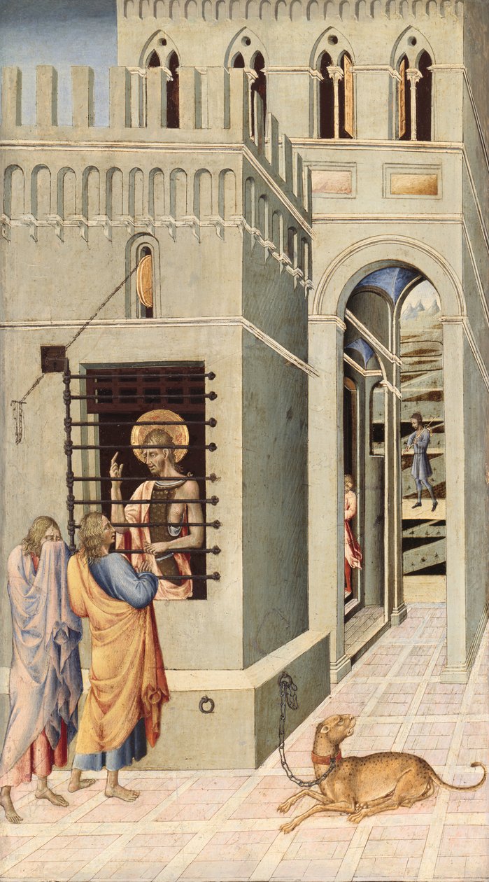 Svatý Jan Křtitel ve vězení navštívený dvěma učedníky, 145560. od Giovanni di Paolo