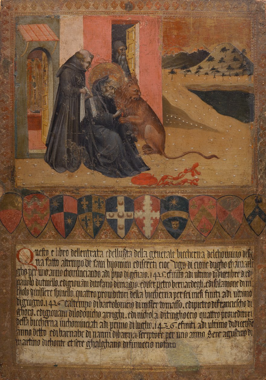 St.Jerome bere trn z tlapy lva od Giovanni di Paolo