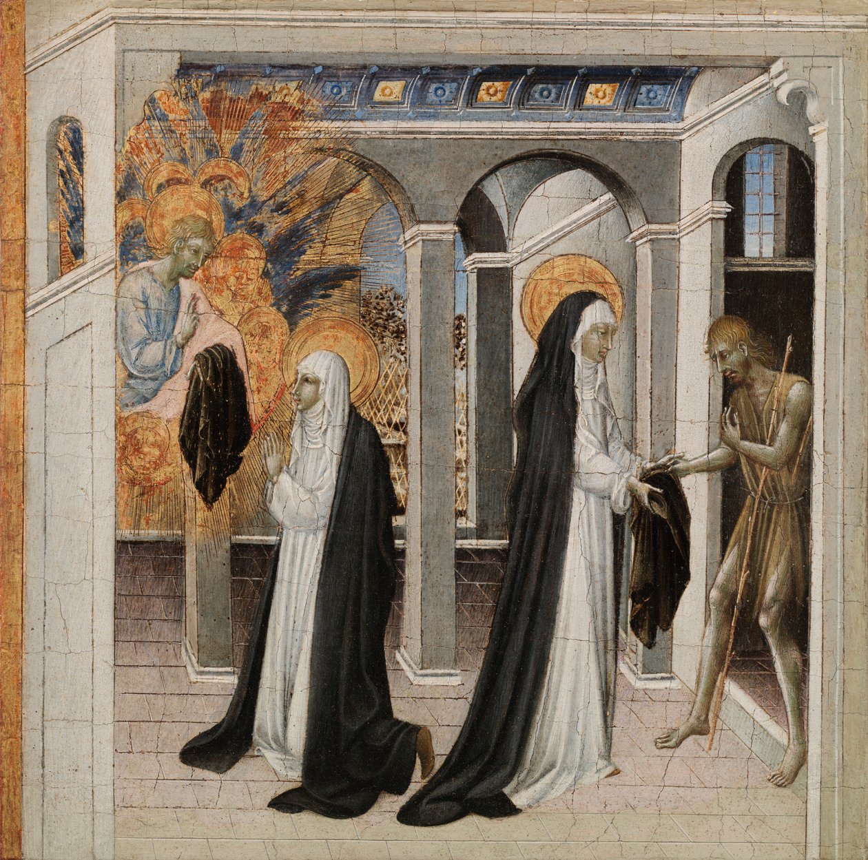 Svatá Kateřina Sienská a žebrák, 60. léta 14. století. od Giovanni di Paolo