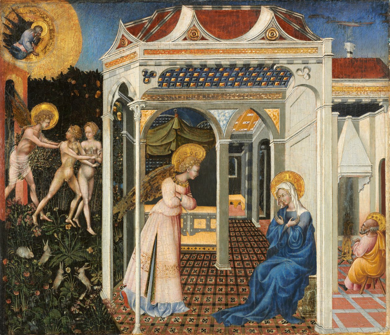 Zvěstování a vyhnání z ráje, c. 1435. od Giovanni di Paolo