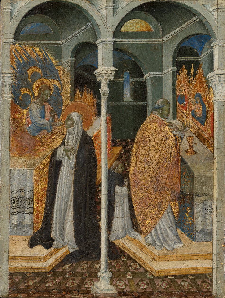 Zázračné přijímání svaté Kateřiny Sienské. od Giovanni di Paolo