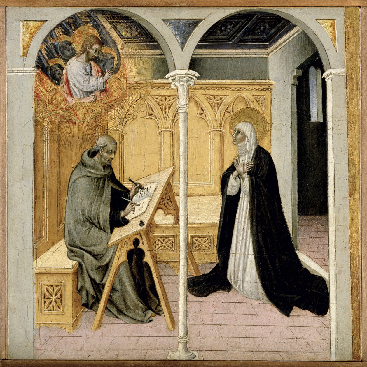 Svatá Kateřina Sienská diktující své dialogy, kolem 1447-61 (tempera na panelu) od Giovanni di Paolo di Grazia