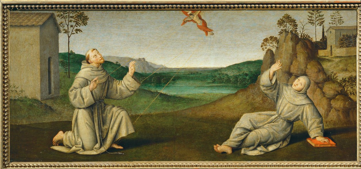 Svatý František z Assisi přijímá stigmata... od Giovanni di Pietro (c.1450 1529) (studio of)