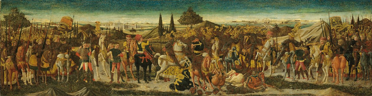 Bitevní scéna z přední části kassonu od Giovanni di Ser Giovanni Scheggia