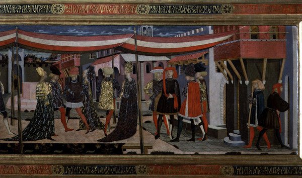 Frontál z Adimari Cassone, detail pravé části, asi 1450 (tempera na desce) (detail 80304) od Giovanni di Ser Giovanni Scheggia