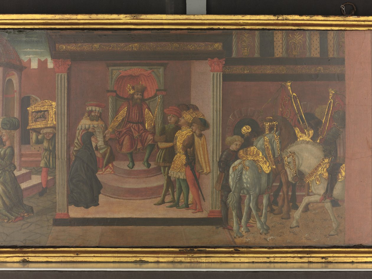 Příběh o Trajánovi a vdově, detail desky z kasule, asi 1450 (tempera na desce) od Giovanni di Ser Giovanni Scheggia