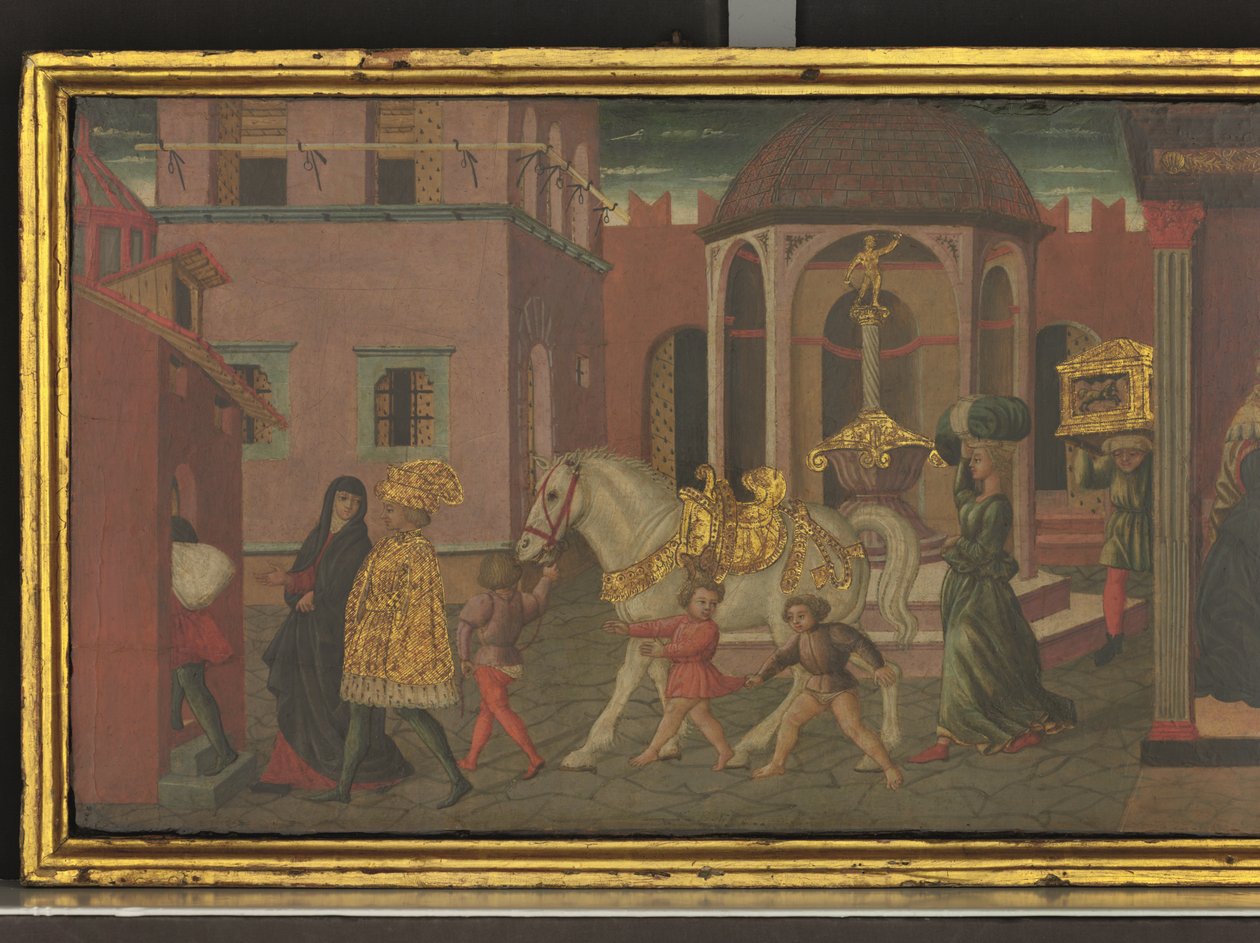 Příběh o Trajánovi a vdově, detail desky z kasule, asi 1450 (tempera na desce) od Giovanni di Ser Giovanni Scheggia