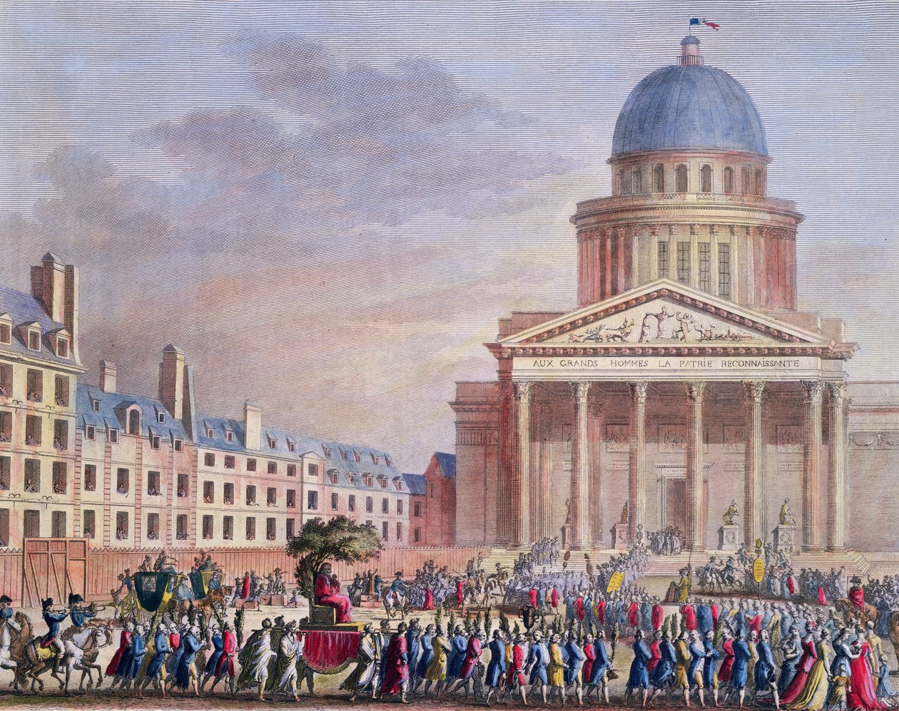 Apoteóza a pohřební průvod Jean-Jacquese Rousseaua (1712-78) do Pantheonu, Paříž, 21. října 1794 od Karl Girardet