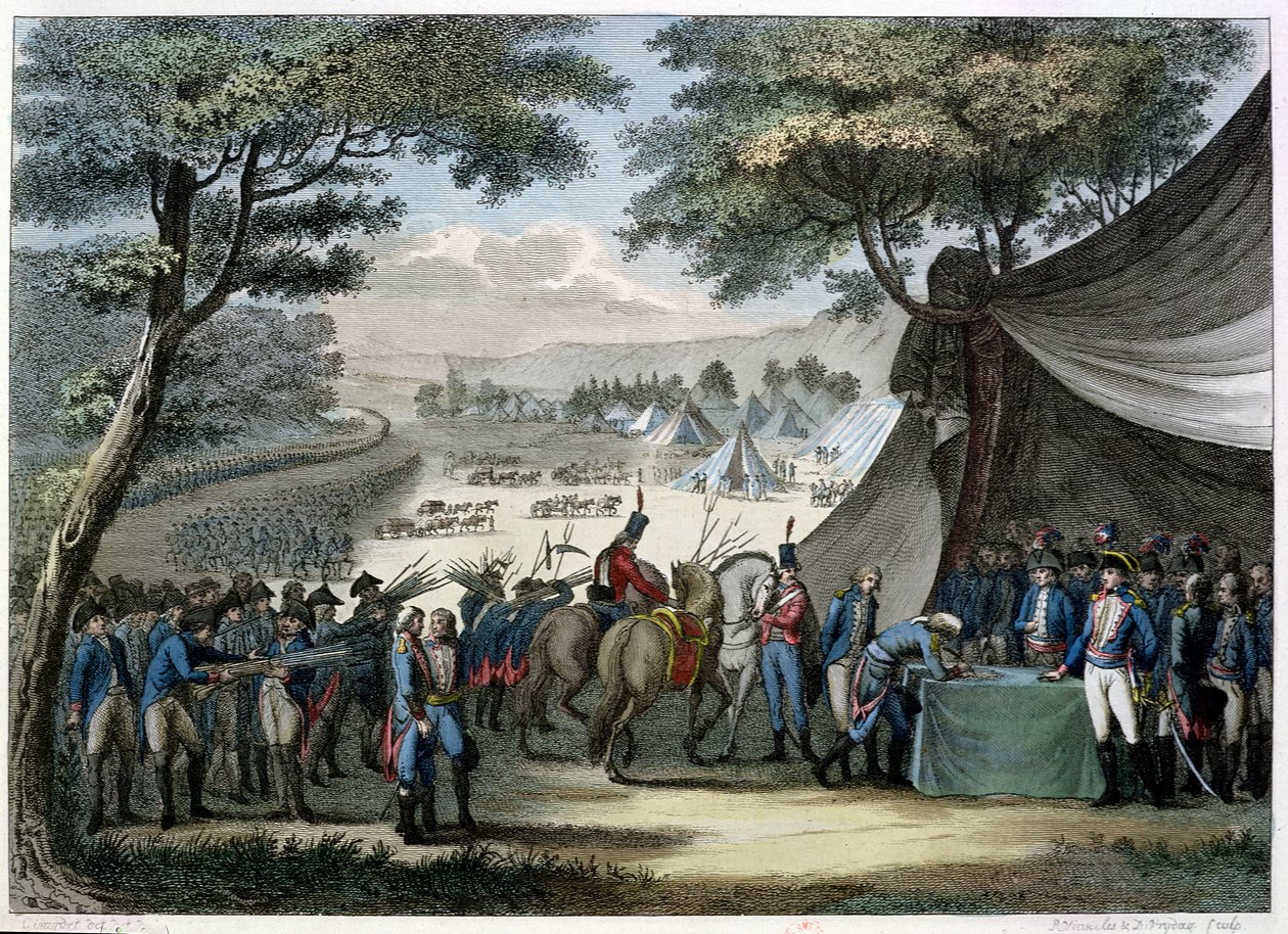Pacification of the Vendee generálem Hochem (1768-97) 20. dubna 1795 (barevná rytina) od Karl Girardet