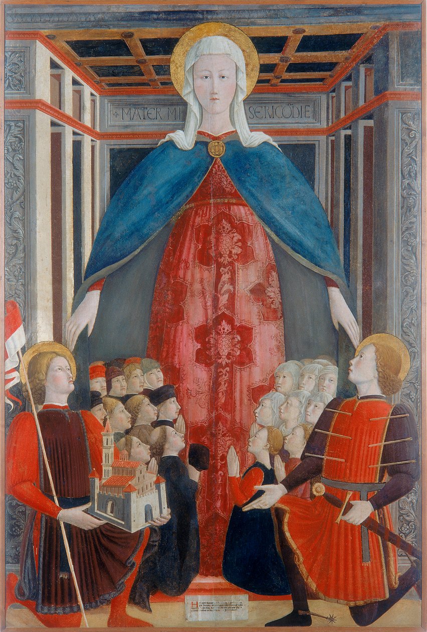 Madonna della Misericordia se svatým Venantiem a svatým Sebastianem, 1463 od Girolamo Giovanni