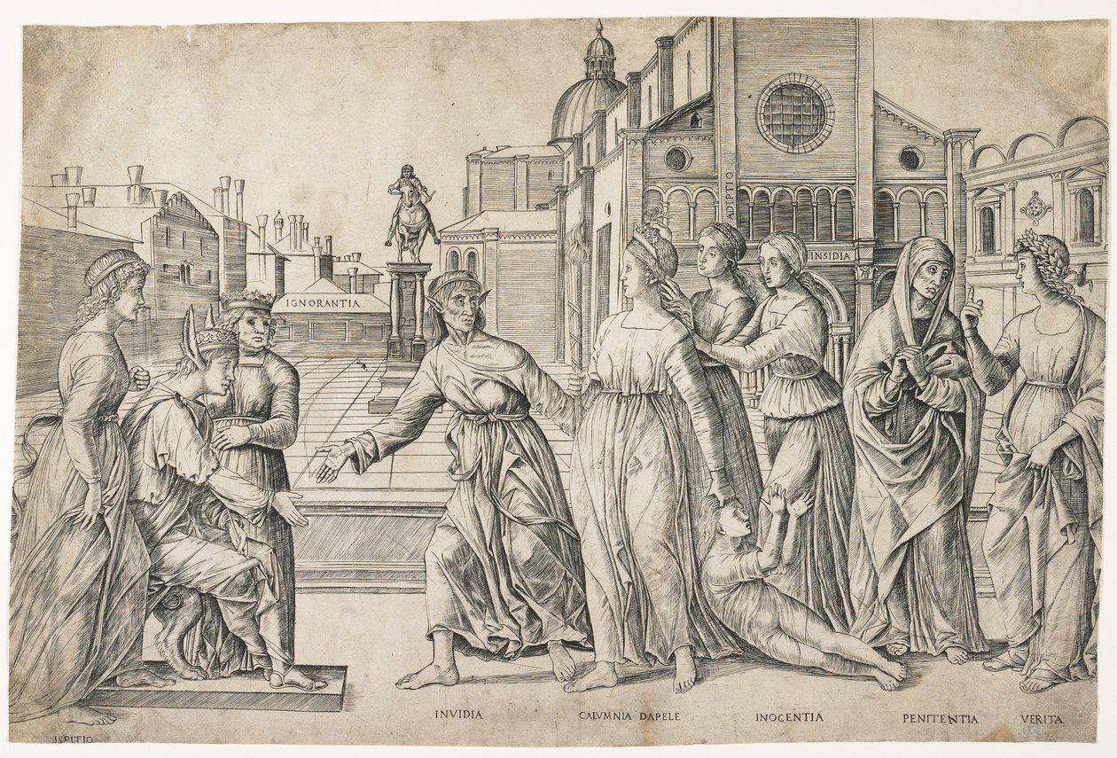 Calumny z Apelles, c. 1500-1506 od Girolamo Mocetto
