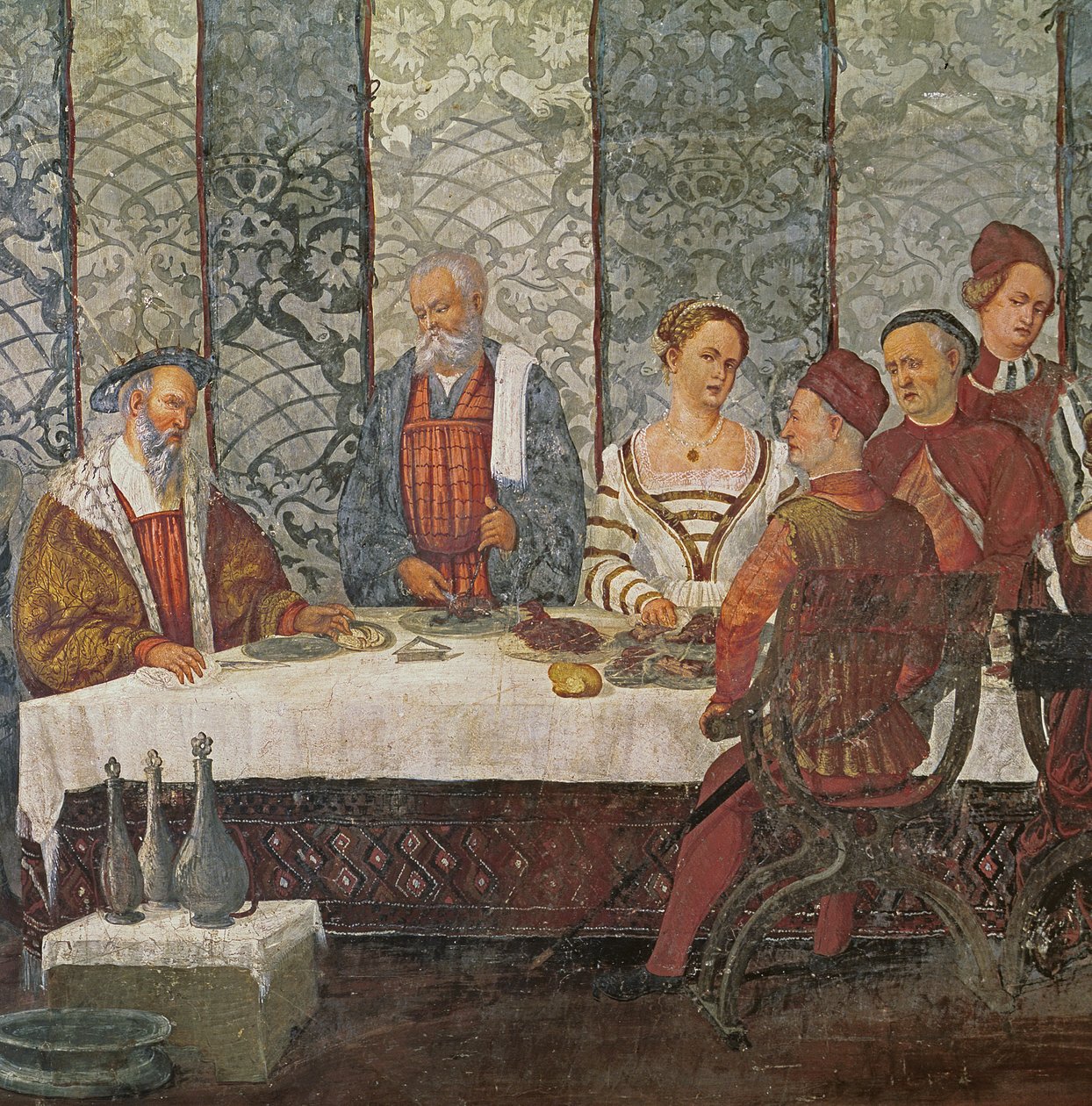 Banket pořádaný Bartolomeem Colleonim pro dánského krále Kristiána I., 1520-30 (detail 154940) od Girolamo Romanino