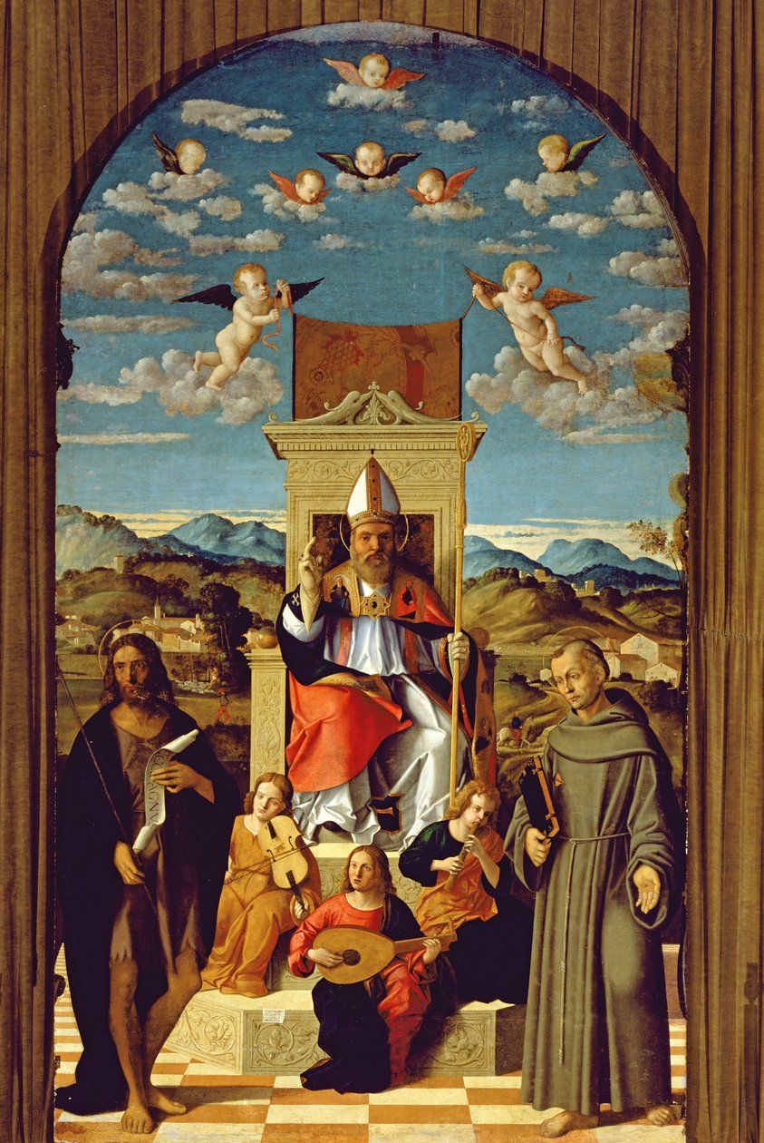 Svatý Tomáš Becket (1118-70) na trůn s SS. Františka a Jana Křtitele 1520 od Girolamo Da Santa Croce