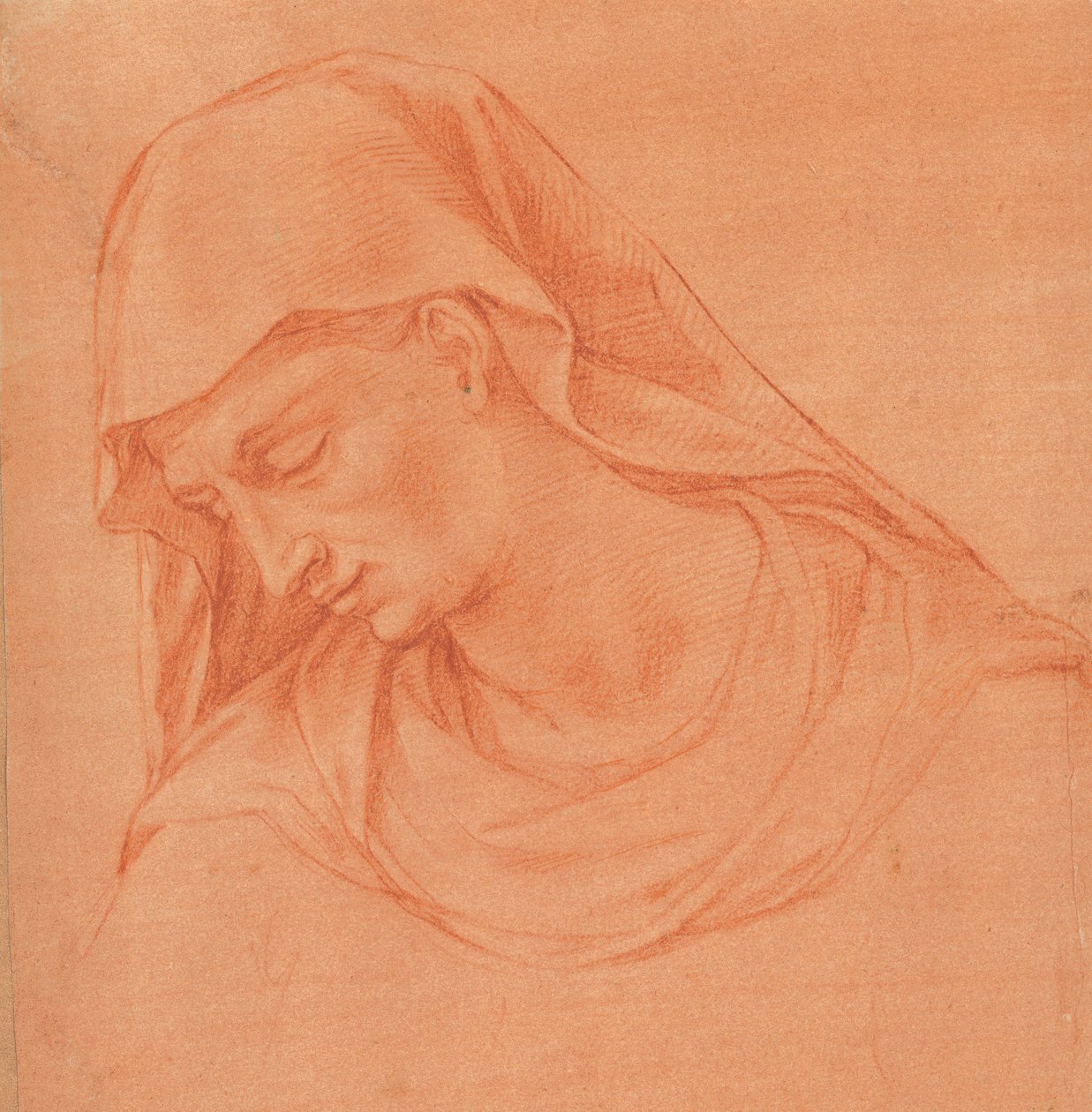 Hlava truchlící ženy v profilu vlevo, ca. 1575-80. od Girolamo Macchietti