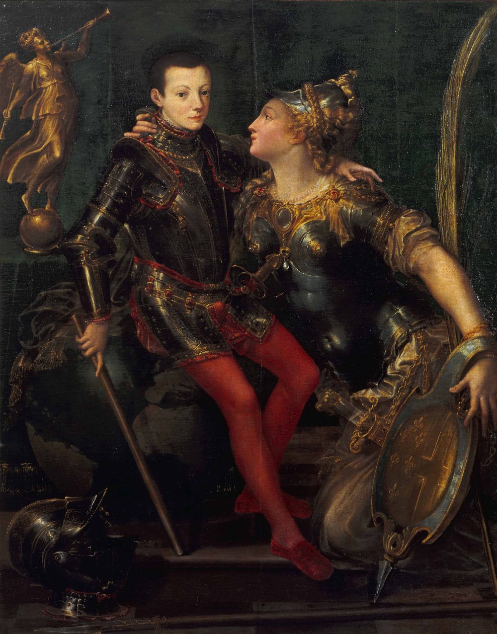 Alegorický portrét Parmy v objetí s Alessandrem Farnesem, 1556 od Girolamo Mazzola Bedoli