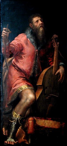 Violoncellista, kolem roku 1562 od Girolamo Mazzola Bedoli