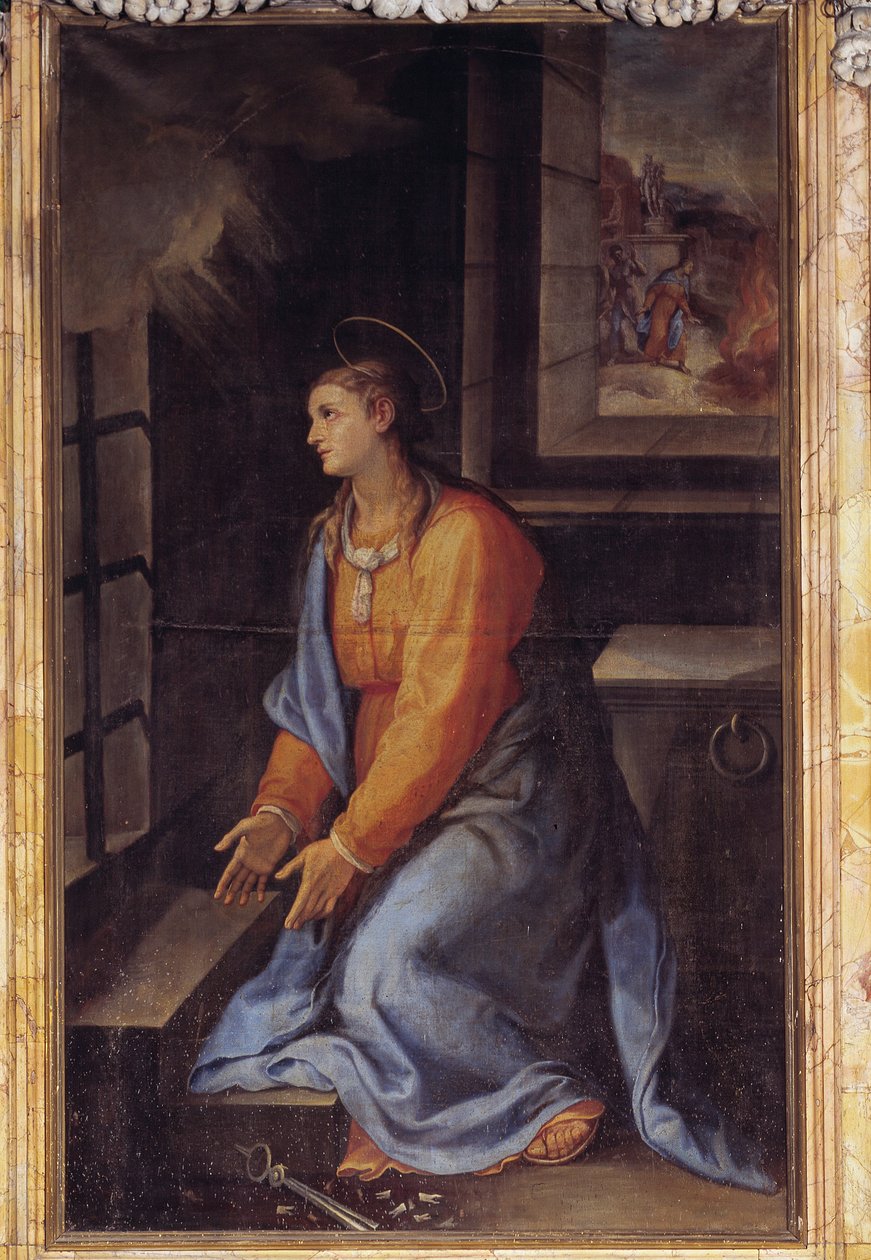 Portrét svaté Apollonie ve vězení (olej na plátně od Girolamo Muziano